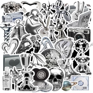 Set 100 Miếng Dán Sticker Tối Giản Màu Bạc Có Giá Trị Cao - Chống Thấm Nước - Trang Trí Laptop | - GÌ CŨNG IN