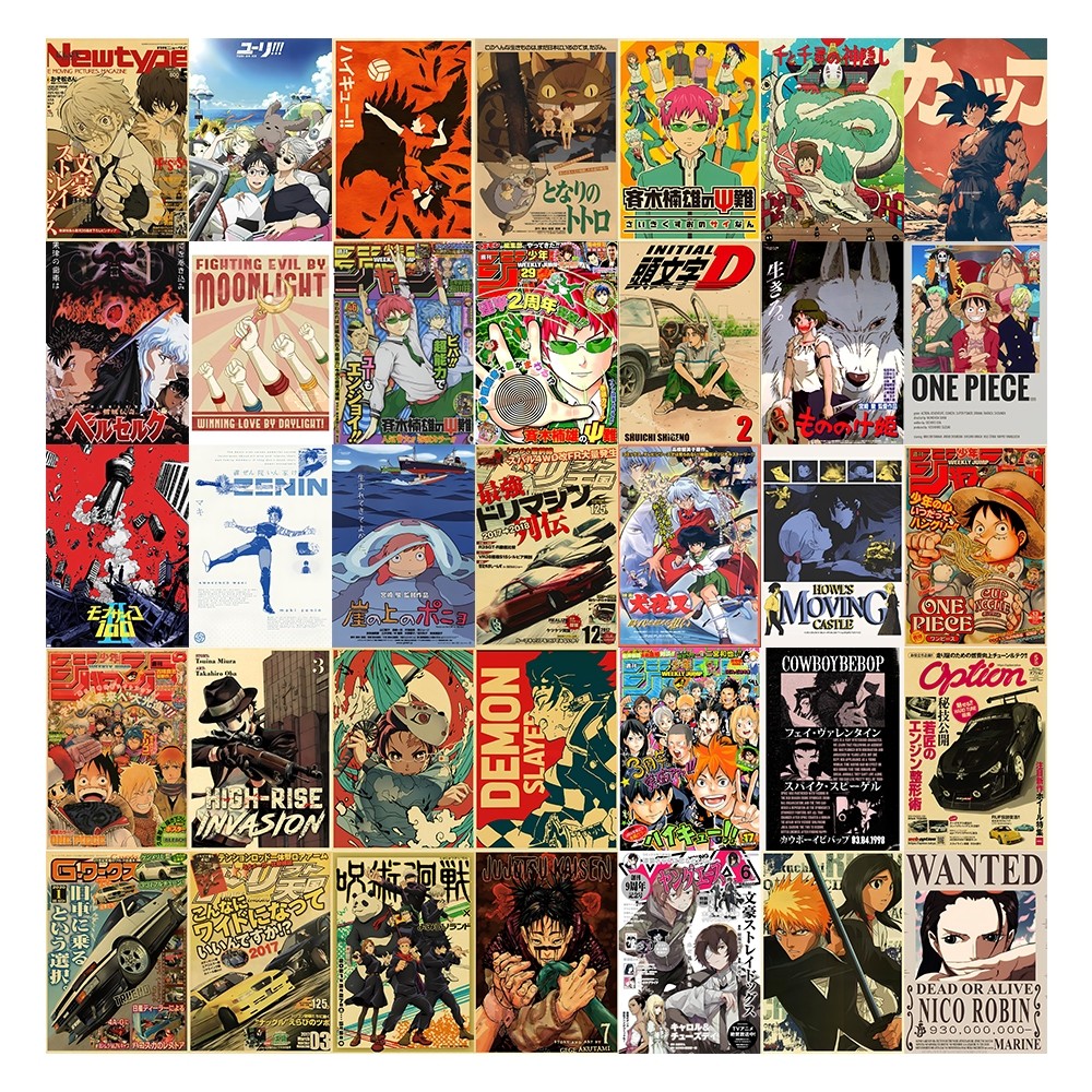 [DECAL] A4 In Màu - Set 50 Tờ Poster Giấy Dán Tường - HÌNH ANIME VINTAGE - Decor Trang Trí Nhà | MS: 111453 - GÌ CŨNG IN