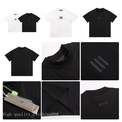 Áo thun ngắn tay FEAR OF GOD cổ cao, thiết kế ba chiều dọc, nhãn đen