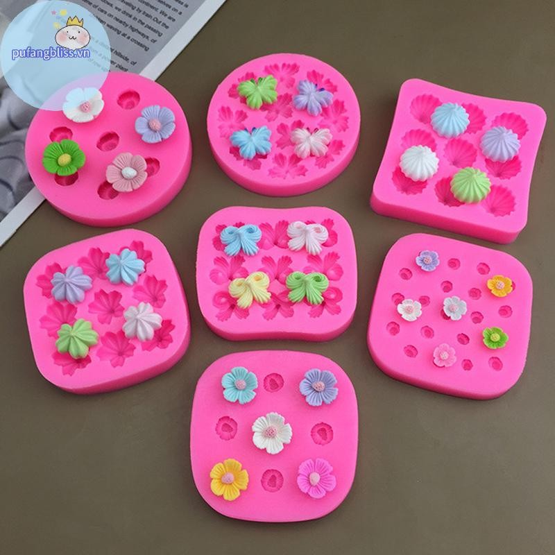 Pufangbliss Hoa Camellia Khuôn Silicon Khuôn Nướng Bánh Kẹo Trang Trí Bánh Dụng Cụ Hình Nhựa Đất Sét Sô Cô La Khuôn Nướng Bánh VN
