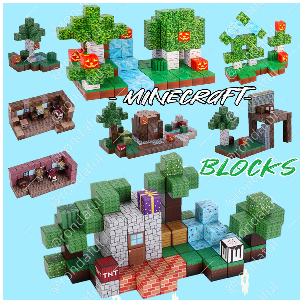 Đồ Chơi Khối Nam Châm Lắp Ráp Minecraft 2CM DIY | Shopee Việt Nam