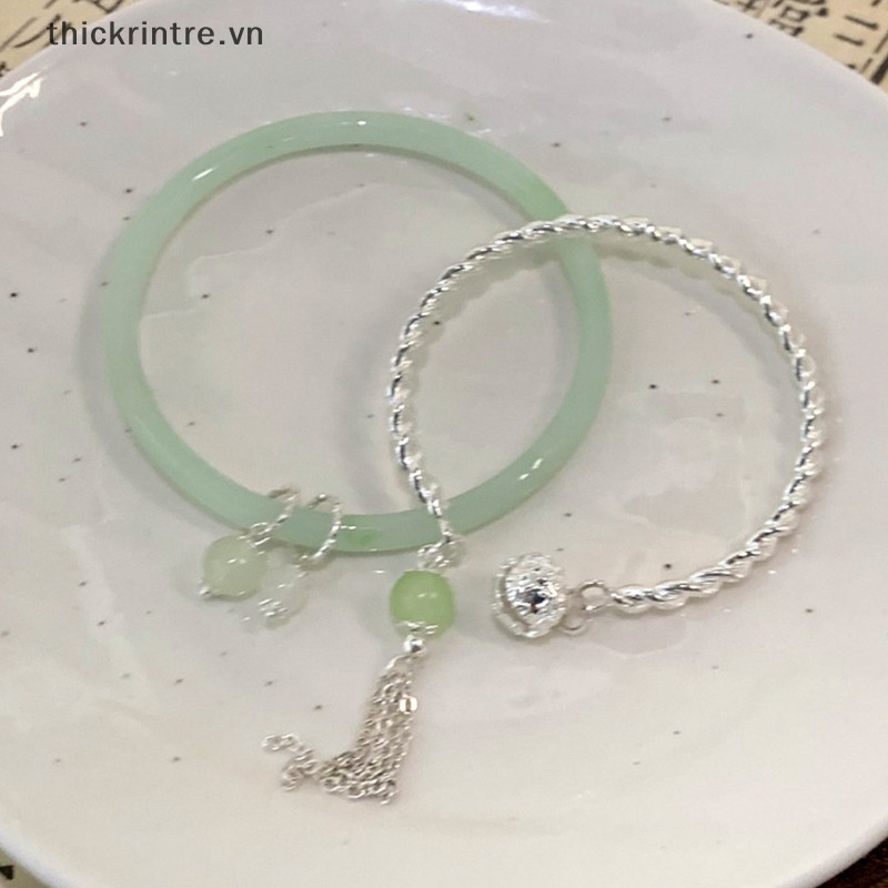 Thi Đơn Giản Thời Trang Xanh Lắc Tay sel Đôi Chính tả Bạc Vòng Tay Mở Vòng Tay Có Thể Điều Chỉnh Dành Cho Nữ Vintage Trang Sức Quà Tặng VN
