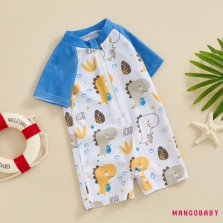 Mg-toddler Bé Trai Rash Guard Đồ Bơi Hoạt Hình Sinh Vật Biển In Hình Tay Ngắn Đồ Bơi Dây Kéo Phía Trước Bộ Đồ Tắm