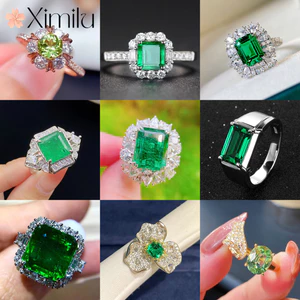 ❤ Ban Đầu 50 Kiểu Sản Phẩm Mới Sang Trọng Pha Lê Xanh Series Ngọc Lục Bảo Nhẫn Unisex Sang Trọng Trang Sức