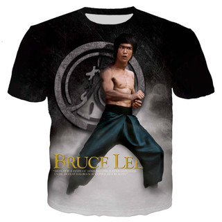 Mới Thoáng Mát Áo Nam Nữ Bruce Lee 3D In Hình Áo Thun Nữ Tay Ngắn Bông Tai Kẹp Phong Cách Áo Dạo Phố Áo Bé Trai Tee