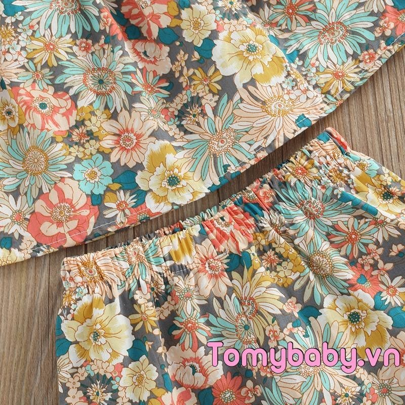 Bộ 2 Bộ Trang Phục Không Tay Lưng Cho Bé Gái Mùa Hè Cho Bé Gái 2 Bộ Quần Hoa Co Giãn