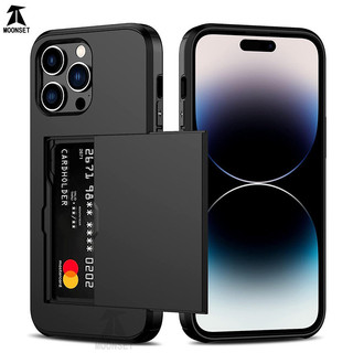Dành Cho iphone 14 Pro Max / 14 Plus Ví Đựng Thẻ Khe Cắm ID Cửa Trượt Túi Ẩn Chống Trầy Xước Hai Lớp Bảo Vệ Vỏ Cứng TPU Ốp Lưng