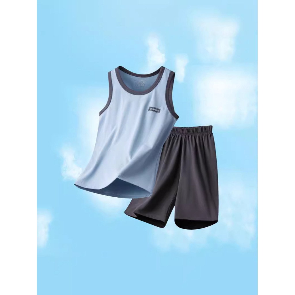 Bộ Áo Vest Trẻ Em 120-180 Kích Thước Mùa Hè Bé Gái Bé Trai Trung Lớn Trẻ Em Nguyên Chất Cotton Co Giãn Thể Thao Nẹp Vai Mỏng Mùa Hè Thoáng Khí Phong Cách Mới UOCQ
