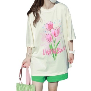 Bộ thun cotton hoa tulip dáng rộng hàng đầu mùa hè