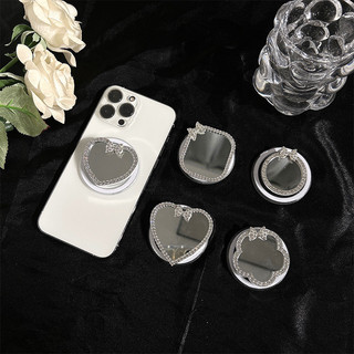 Gương Bạc Giá Đỡ Điện Thoại Từ Tính Cho Magsafe Case Và IPhone 15 14 13 12 Pro Max 14 Plus Có Thể Gập Lại Pop Ring Grip Co Giãn Để Bàn Hoạt Hình Màu Tình Yêu Tròn