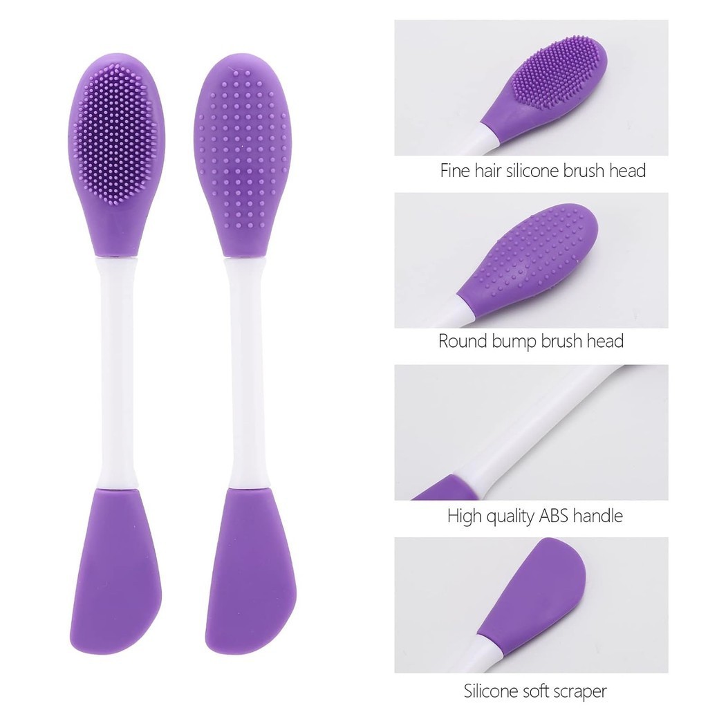 Bàn chải môi tẩy tế bào chết bằng silicon hai đầu & Mũi tẩy tế bào chết mụn đầu đen Bàn chải làm sạch sâu Dụng cụ làm sạch da mặt