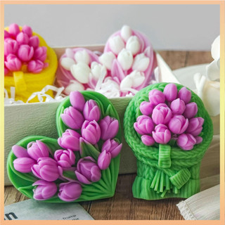 Trái Tim Hoa Thơm Nến Khuôn Silicon DIY Hoa Tulip Hoa Thạch Cao Khuếch Tán Đá Xà Phòng Handmade Khuôn Silicon Trang Trí Nhà Cửa