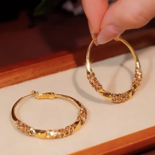 1417 Bộ Sưu Tập Người Cao Cấp Champagne Vàng Zircon Bông Tai Vòng Sang Trọng Thanh Lịch Mỏng Hơn Nhìn Phù Hợp Với Hàng Ngày Đi Lại Bông Tai Thời Trang Sang Trọng 2.13