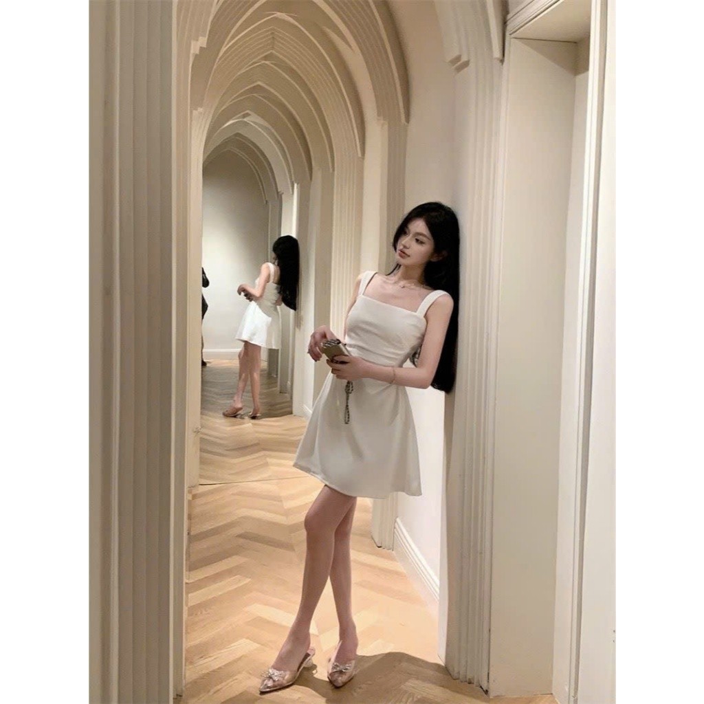 Váy đầm nữ dáng ngắn 2 dây thiết kế chiết eo tôn dáng phong cách tiểu thư sang chảnh XIMIMI SP275