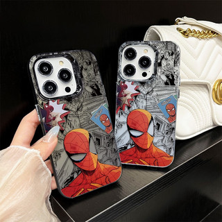 Ốp điện thoại hình ảnh bộ nhớ Spider-Man retro mạ cho iPhone 16 15 14 13 12 11 Pro Max