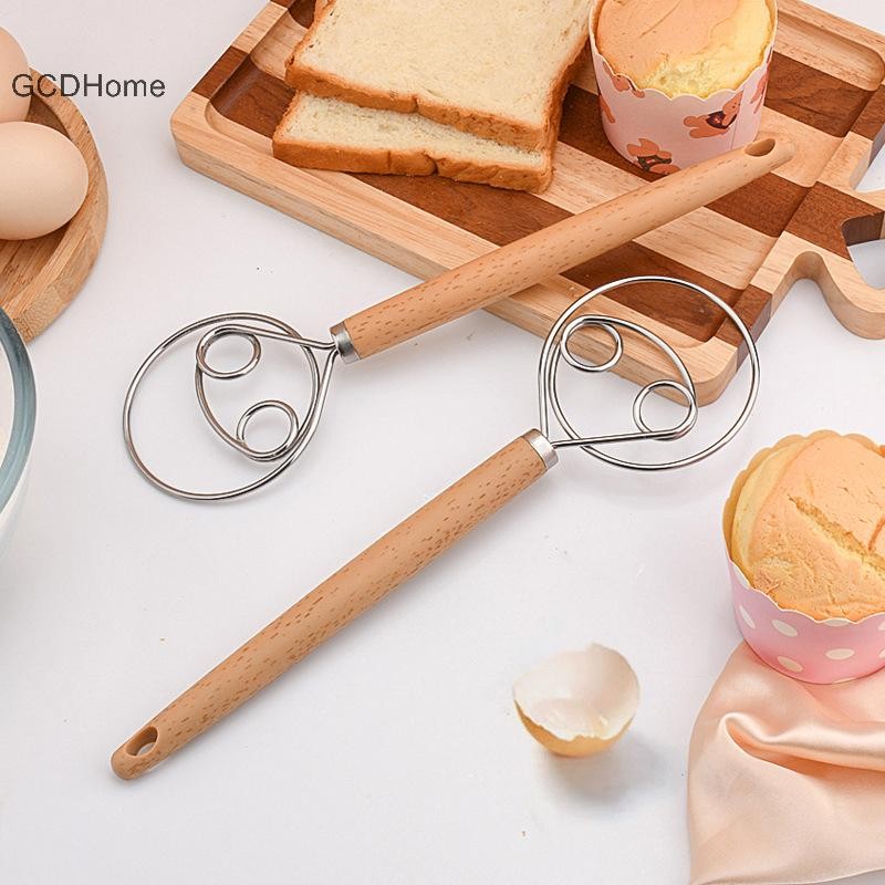 Gcdhome 10 Inch Sáng Tạo Tay DIY Đan Mạch Bánh Mì Thép Không Gỉ Máy Nướng Bánh Mì Bột Đánh Trứng Dụng Cụ Trộn Tay Cầm Bằng Gỗ HOT