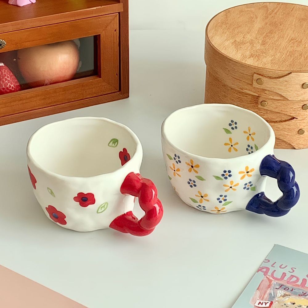 Phong Cách Hàn Quốc ins Phong Cách Vẽ Tay Underglaze Màu Gốm Cốc Nước Dễ Thương Cốc Ăn Sáng Cốc Sữa Cốc Cà Phê