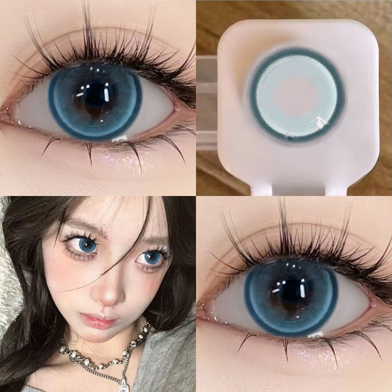 1 cặp (2 chiếc) Ống kính tiếp xúc Black Blue DIA:14.0mm/14.2mm/14.5mm Độ cận thị (0 ~ -6.00) Sử dụng: Ống kính 12 tháng 19