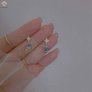 [PCWKKef] Bông tai hành tinh mặt trăng bằng đá mắt màu xanh tinh tế dành cho nữ Thời trang bé gái Tính khí đơn giản Bông tai độc đáo Trang sức dự tiệc Quà tặng mới