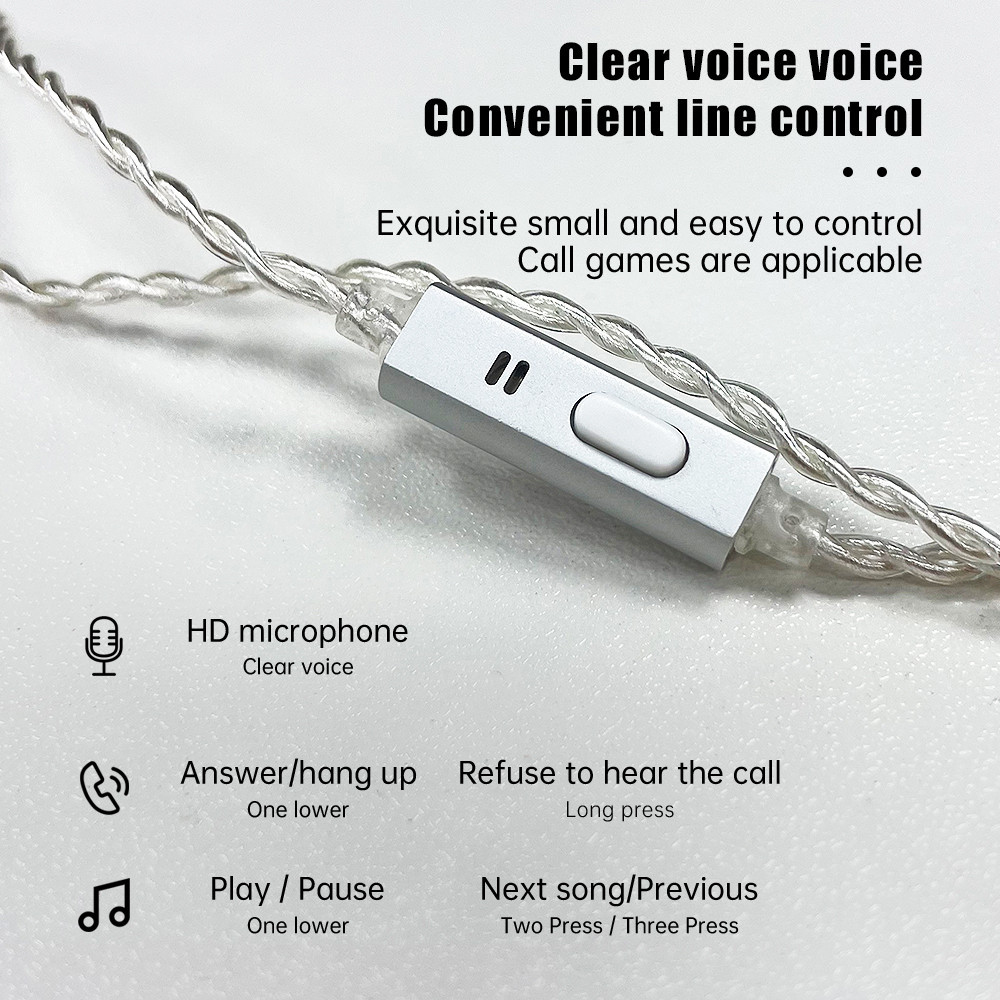 Nd D7 Bốn Dây Mạ Bạc Type-C Cáp Đồng Oxy Độ Tinh Khiết Cao Pin Kép Cắm HiFi Tai Nghe Cáp Cho KZ TRN Simgot