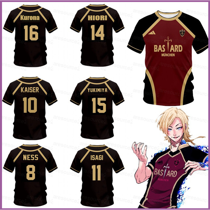 Sq2 Hot Blue Lock Jersey Áo Thun Anime Tee Tay Ngắn Áo Cosplay Bastard Munchen Thời Trang Áo Sơ Mi Thể Thao Oversize