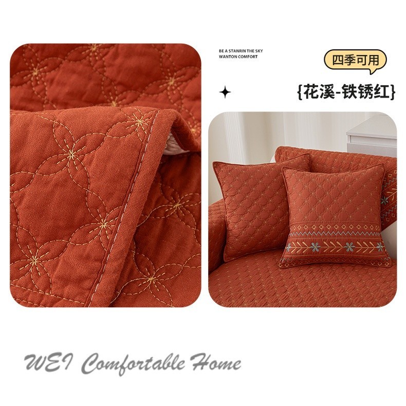 Đệm sofa kết hợp hình chữ L cho người 123, bọc chống trượt mẫu mới, đệm thông dụng bốn mùa, đệm tươi mới đơn giản, khăn phủ vải
