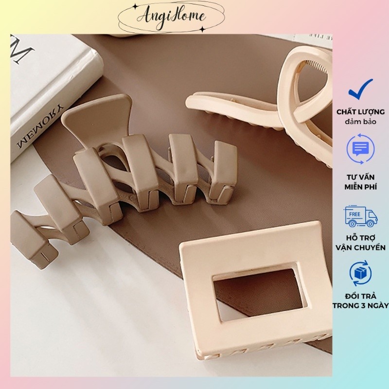 Kẹp tóc càng cua Hàn Quốc nữ đẹp hottrend nhám cỡ size lớn cặp búi tóc dễ thương cào 10, 14 răng màu pastel ANGIHOME