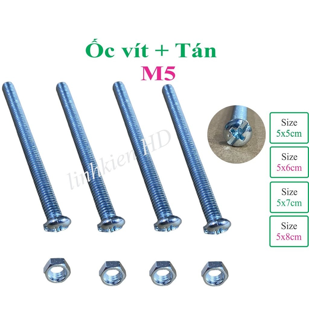 Bulong ốc vít 5li + tán, ốc vít m5 + tán Bù lon, Bulon bắt tanpo biến ...