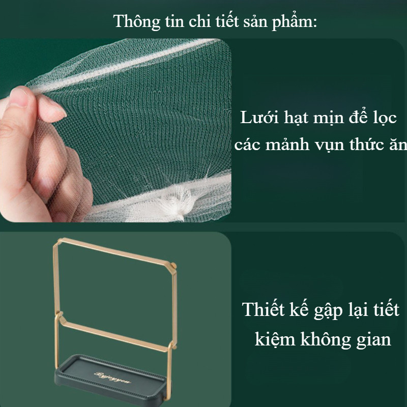 Giá lọc thức ăn thừa thế hệ mới tiện dụng,giá lọc bồn rửa bát,Giá lọc thức ăn thừa,gồm có 1 khung + 50 túi lọc