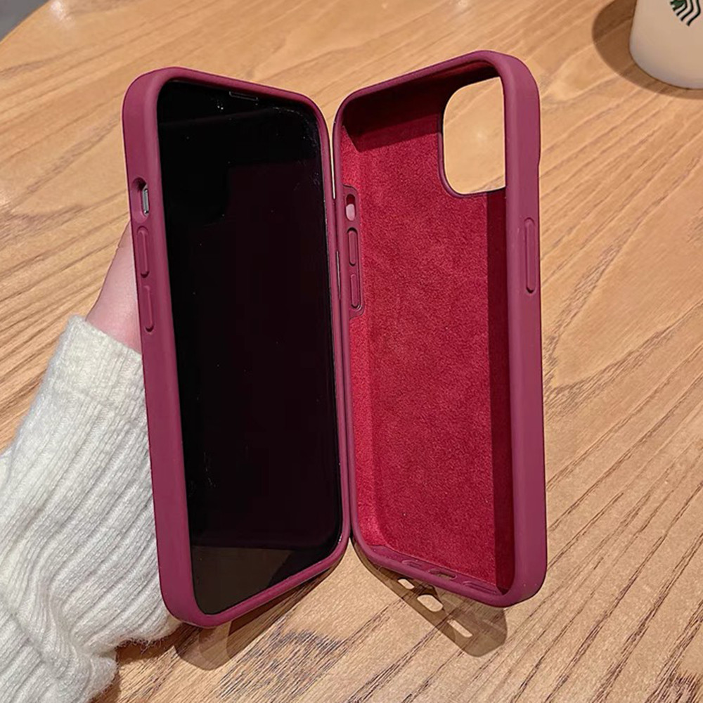 Ốp điện thoại silicon lỏng màu mận có logo bảo vệ cho iPhone 16 Pro Max 16 Plus 15 Pro Max 14 13 12 11 Pro Max Vỏ chống sốc