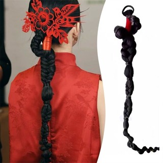 1 Chiếc Mới Phong Cách Trung Hoa Xiuhe Bện Dây Đỏ Tóc Giả Bím Dệt Phong Cách Du Lịch Chụp Ảnh Phong Cách Cô Dâu