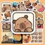 Hộp 25 Miếng Dán Sticker HÌNH CHUỘT LANG CAPYBARA - Chống Thấm Nước Trang Trí laptop, vali - NSX Gì Cũng In - GÌ CŨNG IN