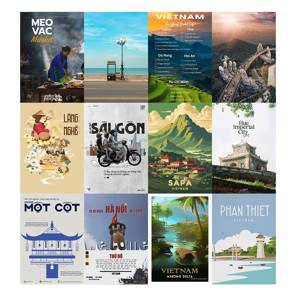 [DECAL] A4 In Màu - Set 50 Tờ Poster Giấy Dán Tường - HÌNH POSTER DU LỊCH VIỆT NAM - Decor Trang Trí Nhà - GÌ CŨNG IN