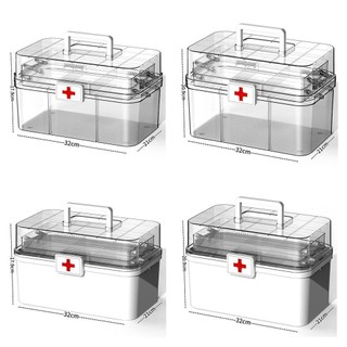 Tủ thuốc MEGOCE, Hộp đựng thuốc 3 lớp chống bụi dung tích lớn, Hộp đựng phân loại bằng nhựa di động có tay cầm Hộp đựng thuốc tại nhà