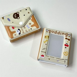 WEAVELYF Card Album, Pudding puppy 3 Inch Mini Photocard Binder, PVC với 16 trang bên trong Love Bow Idol Card Collect Book