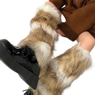 Hum Nữ Vintage Lông Chân Ấm Mùa Đông Ấm Áp Fuzzy Sang Trọng Boot Còng Tất Dài