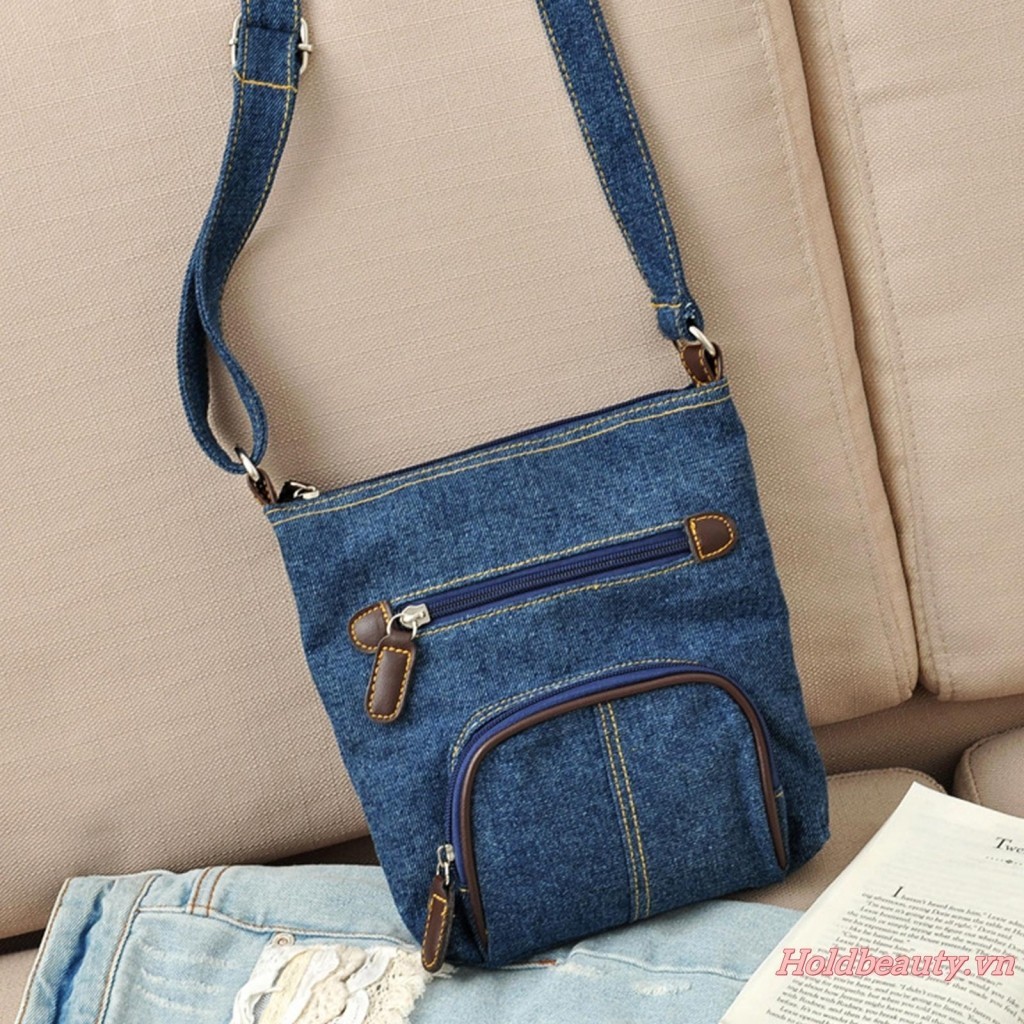 Túi Đeo Chéo Denim Nhiều Ngăn Thời Trang Cho Nữ