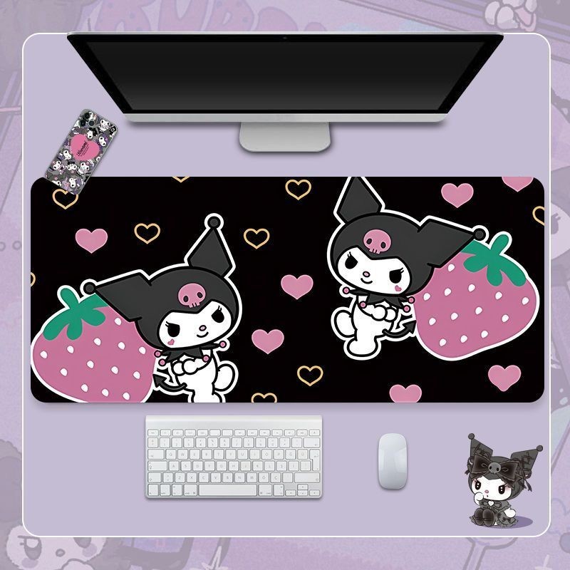 Sanrios Kuromi kawaii Hoạt Hình Miếng Lót Chuột 60x30cm Anime Bàn Phím Chuột Thảm Mềm Chống Trơn Trượt Bàn Di chuột Game Thủ Decoracion