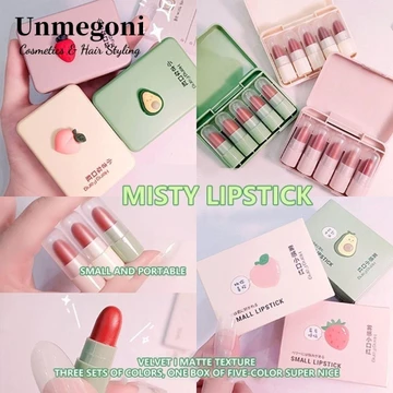 Unmegoni Bộ 5 Son Môi Mờ, Bộ Trang Điểm Lâu Dài Mini Son Môi, Cốc Chống Dính Tự Nhiên Xịt Mềm Chống Thấm Nước Nhung Son Bóng Nữ