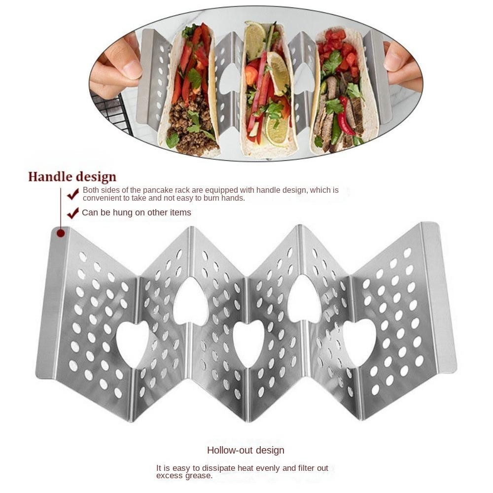 Giá đỡ Taco WANYEDI, có sẵn trên cả hai mặt Giá bánh nướng 2 / 3 lưới, Thiết kế tay cầm bằng thép không gỉ rỗng di động Nhà bếp