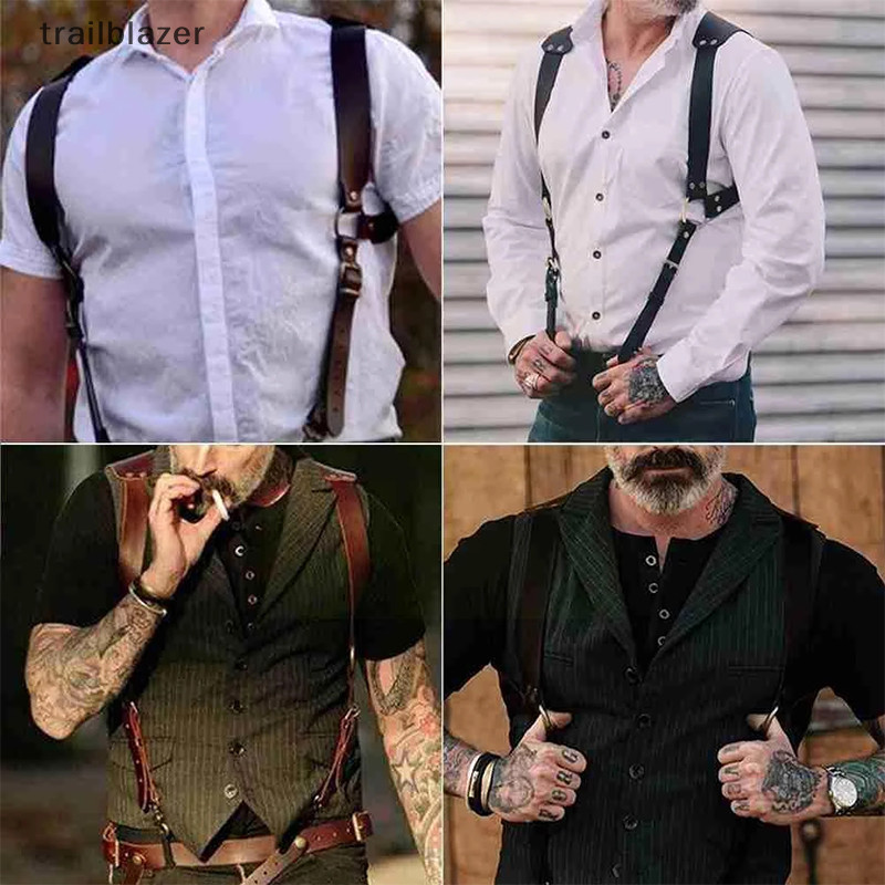 Trailblazer Nam Suspender Thắt Lưng Thời Trang Nam Suspender Dây Treo Dây Da Mới