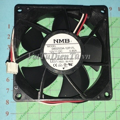 08025DA-12P-FL Quạt tản nhiệt 12V 0.8A 80x80x25mm NMB 3 dây | Shopee ...