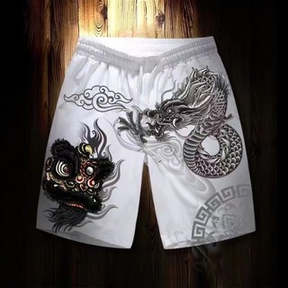 Phong Cách Trung Quốc Thời Trang Quốc Gia Sư Tử Rồng Quần Short In Hình Mùa Hè Slim-Fit Crop Quần Thể Thao Thường Ngày Quà Tặng