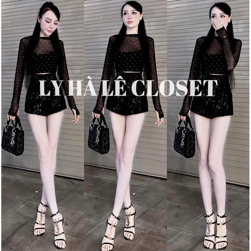 [RẺ VÔ ĐỊCH] Sét áo lưới nhũ QUẢ TRÁM [Áo ống+ lưới xỏ ngón] tay dài croptop cổ tròn sexy ôm dáng body hót nữ-Thiên Yết