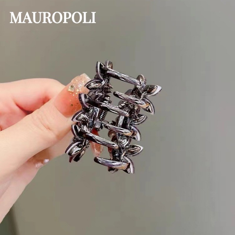 Mauropoli Kẹp tóc nữ hoa thủy tinh đính đá cao cấp, kẹp nhỏ tinh tế kiểu cá mập, nửa đầu, thu đông