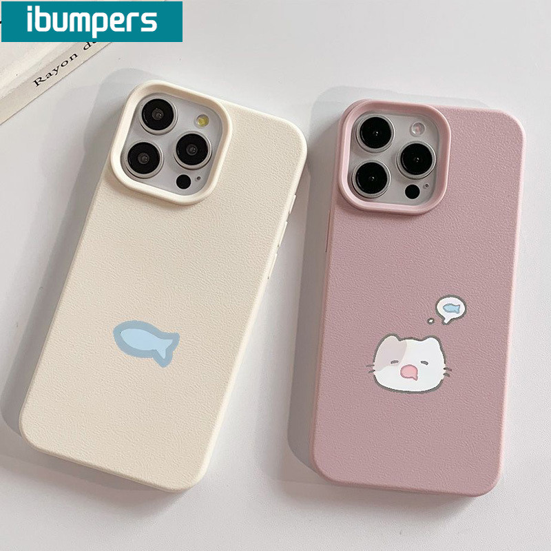 ibumpers Ốp Lưng IPhone Đơn Giản Dễ Thương Cặp Đôi Mèo Họa Tiết Cá Cho IPhone 16 15 14 12 13 11 Pro Max IP 7 8 Plus X XS XR Ốp Điện Thoại Mỏng Silicon Mềm Da Họa Tiết