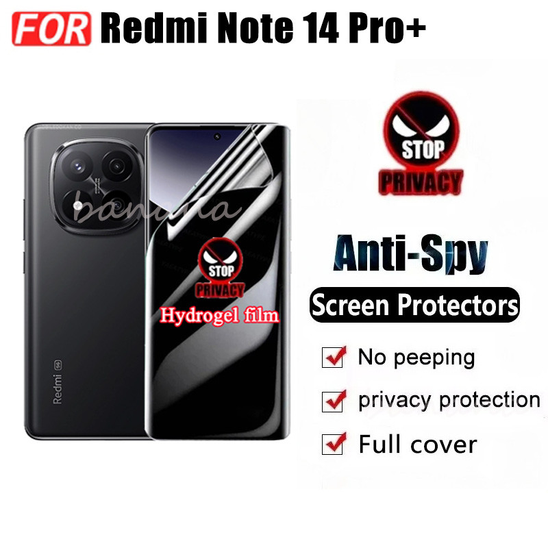 3in1 Redmi Note 14 Pro + Ốp Điện Thoại Di Động Chống Rơi Cho Redmi Note 14 Note 13 Pro Plus Full Cover Mềm Bảo Mật Chống Nhìn Trộm Hydrogel Phim Bảo Vệ Màn Hình