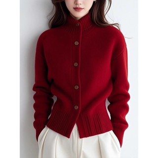 Phong Cách Mới Thu Đông Phong Cách Mới Thời Trang Rời Cổ Rùa Áo Len Cardigan Đan Cao Cấp Rời Lười Áo Khoác Top