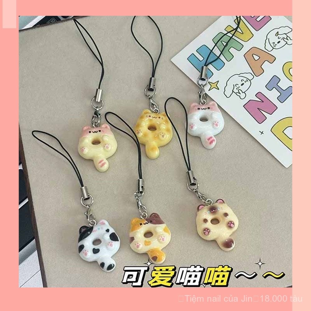 [JIN] Dây chìa khóa bánh rán mèo dễ thương, Mặt dây chuyền túi đồ chơi ...
