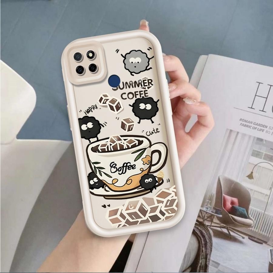 Vỏ Cho Realme C12 C25 C25S Narzo 30A Narzo 20 Phim Hoạt Hình Silicon Bảo Vệ Vỏ Điện Thoại Mềm TPU Cà Phê Than Bóng Thiên Thần Mắt Chống Sốc Ốp Lưng